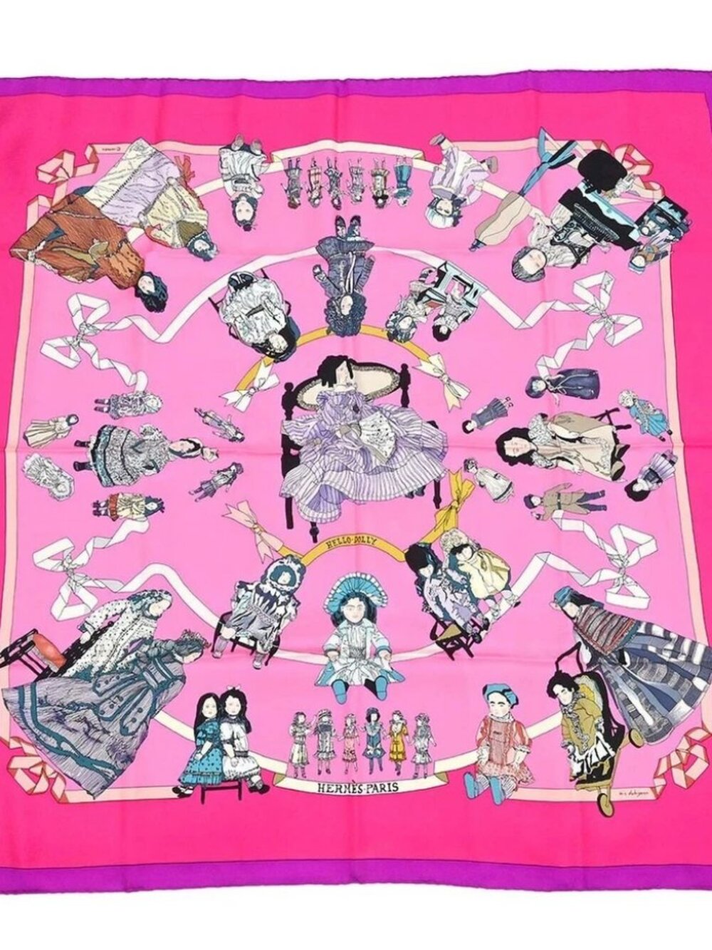 Hermes Scarf Carre 90 Hello Dolly Pink Small Good 187721